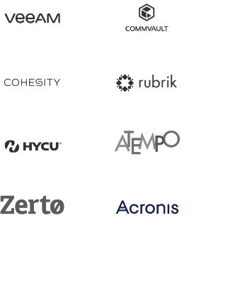 Veeam, Commvault, Cohesity, Rubrik, HYCU, Atempo, Zerto and Acronis