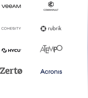 Veeam, Commvault, Cohesity, Rubrik, HYCU, Atempo, Zerto and Acronis